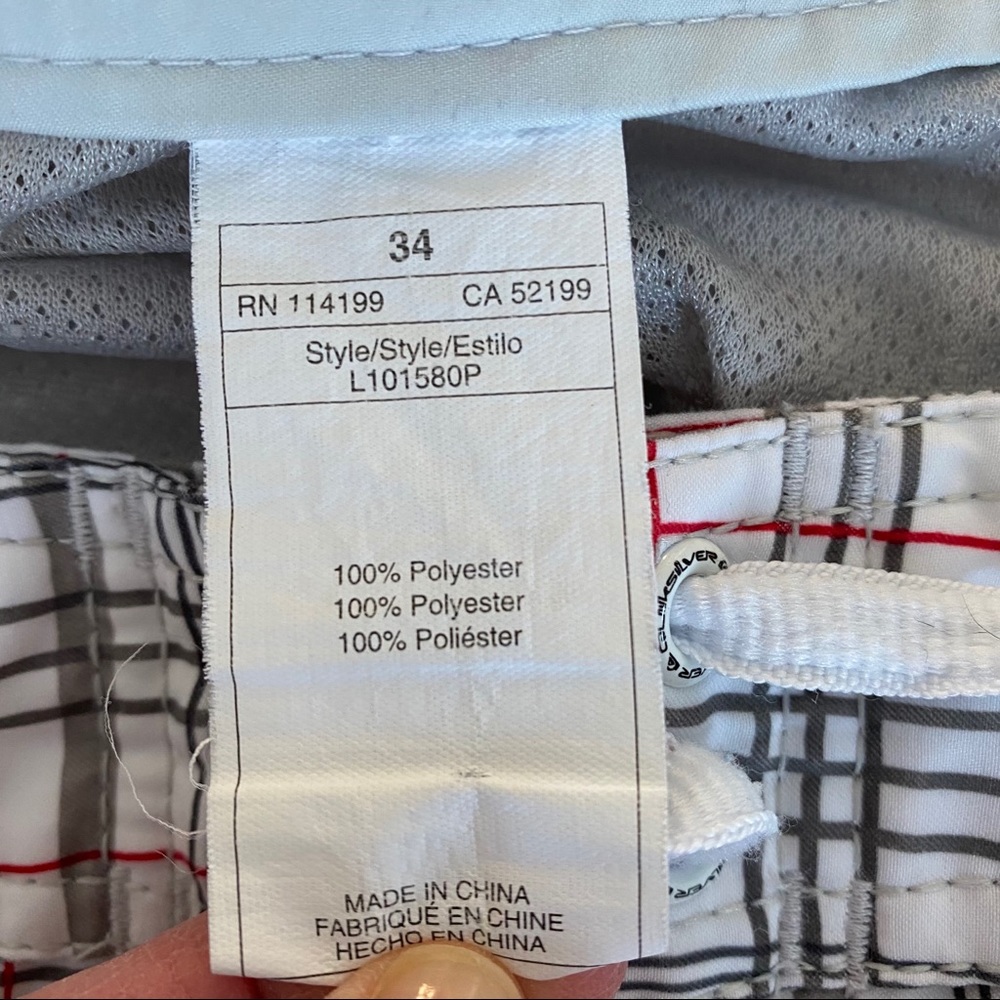 Men's Quicksilver Gray/White/Red Swim Trunks - Picture 3 of 8